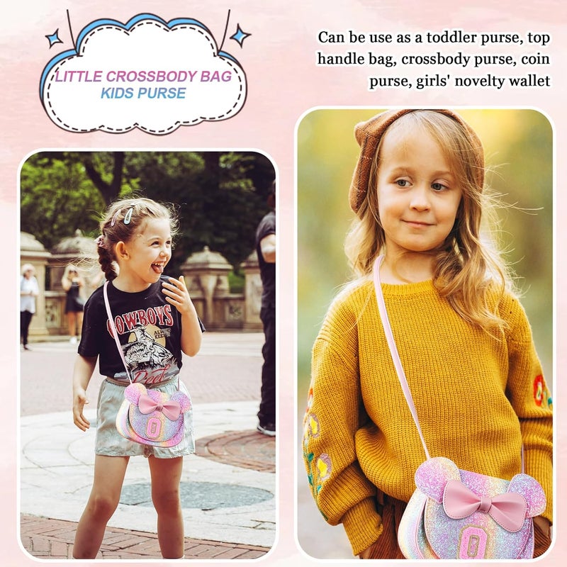 Iqimott Toddler Purse Girl Wallet for 2-10 Year Old Birthday Gift, Personalized Kids Little Mouse Ear Bow Crossbody Shoulder Purse - Image 5